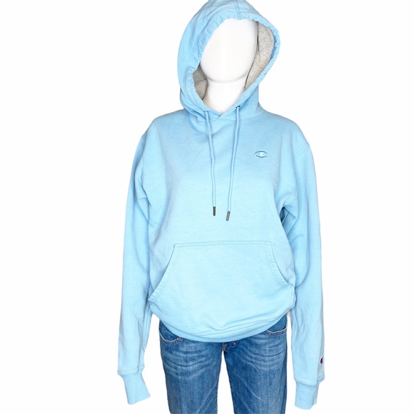 Champion light baby blue hoodie sz small